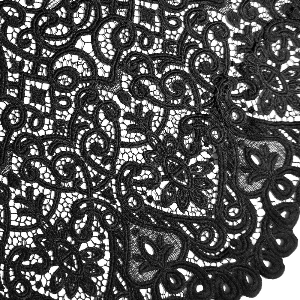 Monique Lhuillier Lace Midi Dress Black Guipure Short Sleeve M L 0X Designer - Picture 5 of 8